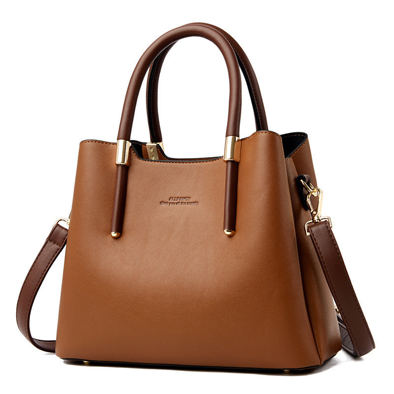 Womens Horizontal Square Double Root handbag - Large Capacity