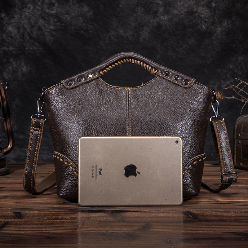 Womens Designer lychee Handbag - Cowhide Leather