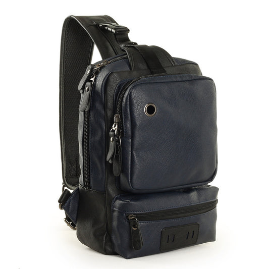 Men's Leather Backpack Outdoor Sport Chest Bag Satchel Travel Shoulder