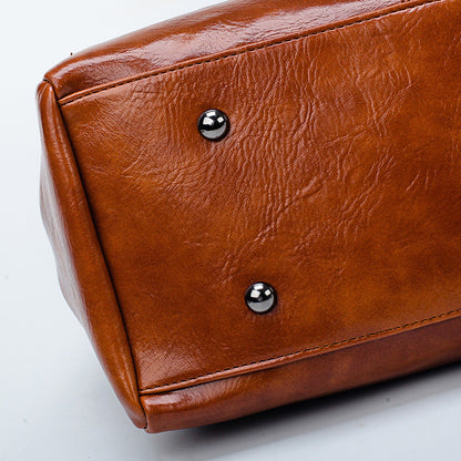Women's Vintage Oil Wax Leather Luxury Handbag for Timeless Style