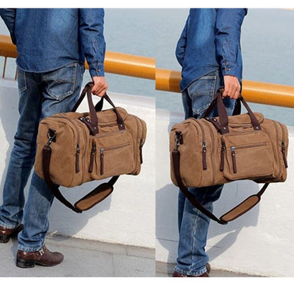 Men's High Capacity Canvas Travel Waterproof Soft Handbag Tote