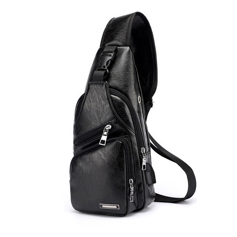 Men's USB Charging Chest Bag Diagonal Messenger Travel Shoulder