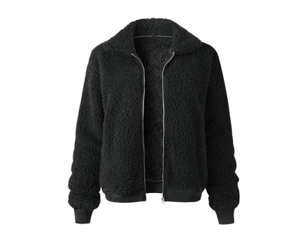 Women's Velvet Lapel Short Fur Jacket for Elegant Winter Style