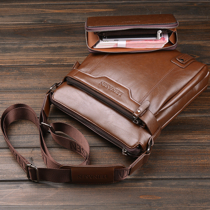 Men's Leather Messenger Bag Business Shoulder Bag For Daily Use