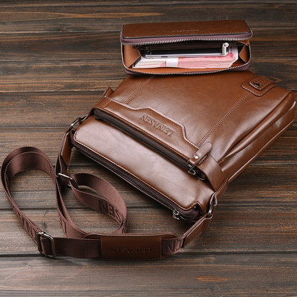 Men's Leather Messenger Bag Business Shoulder Bag For Daily Use