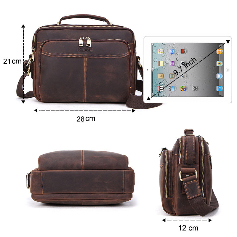 Men’s Multifunctional Leather Bag Large Capacity Travel Business Handbag