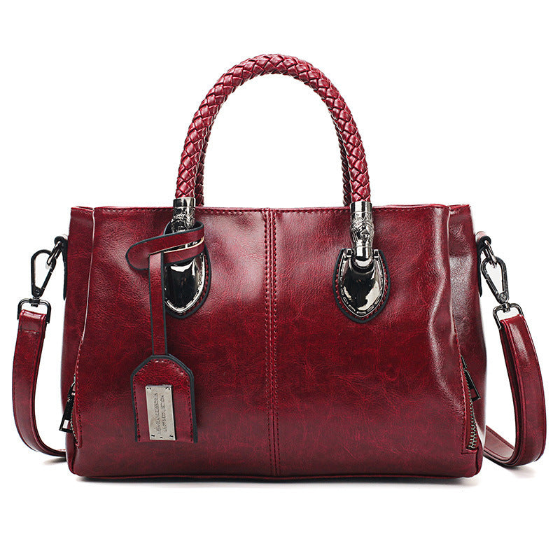 Women's Vintage Oil Wax Leather Luxury Handbag for Timeless Style