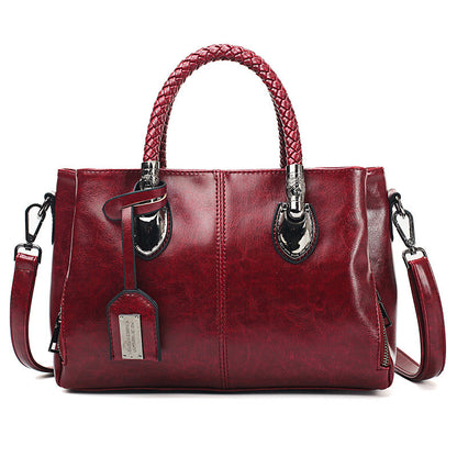 Women's Vintage Oil Wax Leather Luxury Handbag for Timeless Style