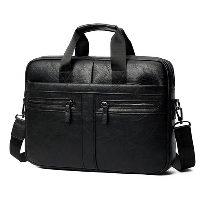 Men’s Retro Crazy Horse Leather Briefcase Stylish Office Work Bag