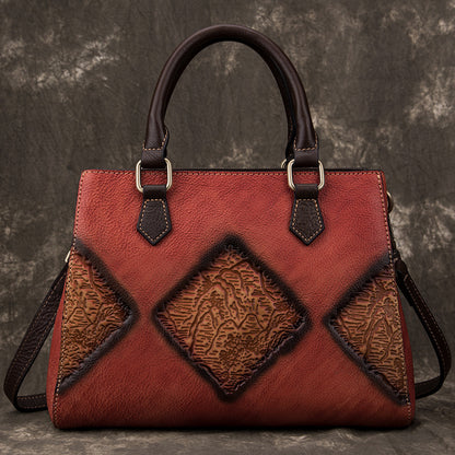 Women’s Genuine Cowhide Leather Retro European Luxury Handbag Purse