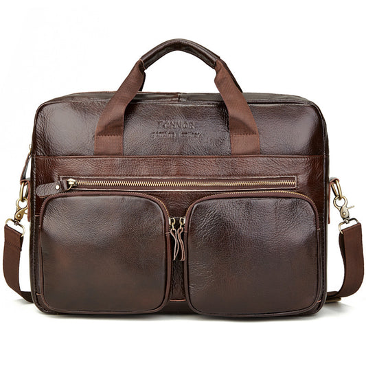 Men’s Leather Business Briefcase Classic Office Work Shoulder Laptop Handbag