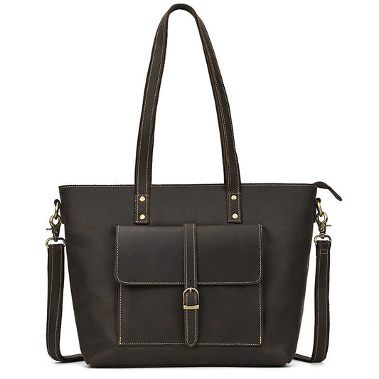 Women’s Luxury Horse Leather Tote Bag Large Capacity Genuine Purse