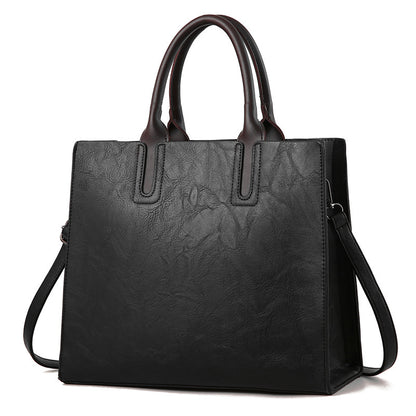 Women’s Large Capacity Soft Square Vertical Casual Leather Handbag Tote