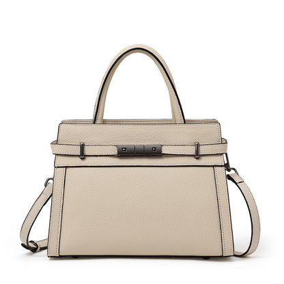 Women’s Luxury Genuine Leather Clamshell Handbag Stylish Shoulder Purse