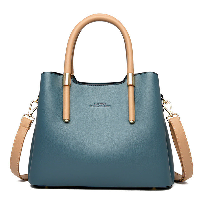 Womens Horizontal Square Double Root handbag - Large Capacity