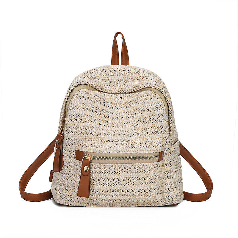 Women’s Straw Woven Casual Backpack for Travel and Everyday Style