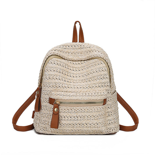 Women’s Straw Woven Casual Backpack for Travel and Everyday Style