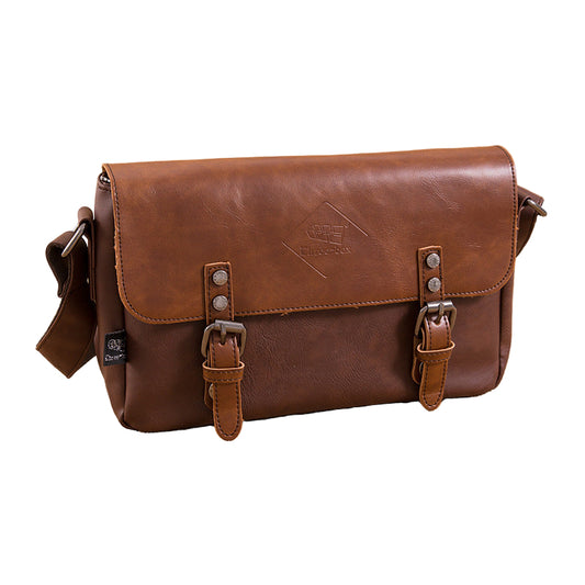 Men’s Retro PU Leather Flip Shoulder Bag Stylish Literary Satchel