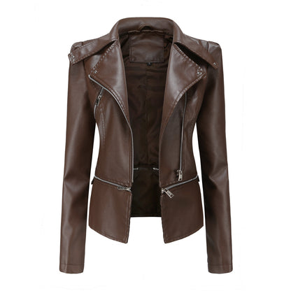 Women’s PU Leather Motorcycle Jacket with Faux Fur Lining