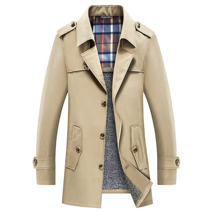 Men's Mid Length Business Winter Trench Coat with Classic Elegance