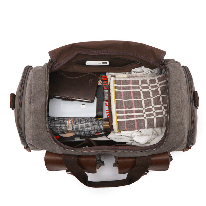 Mens European American Style Portable Canvas Travel Bag