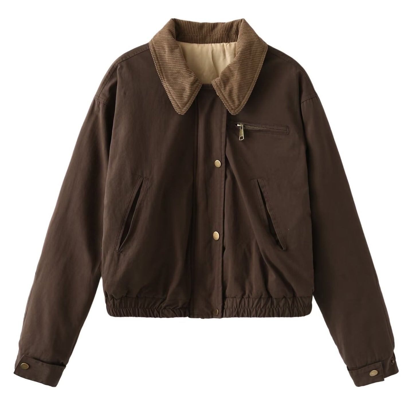 Women's Stylish Quilted Bomber Jacket with Contrast Color Design