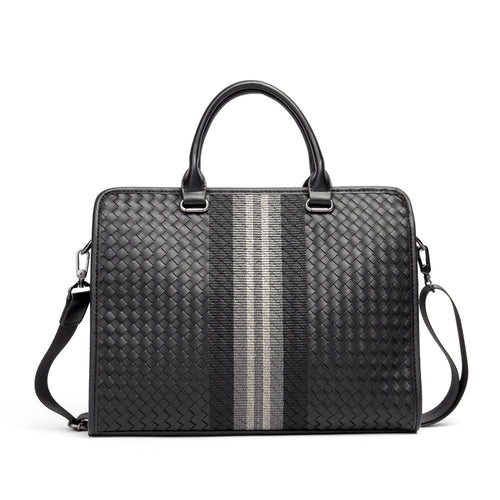 Men's Woven Business Casual Briefcase Shoulder Crossbody Computer Bag