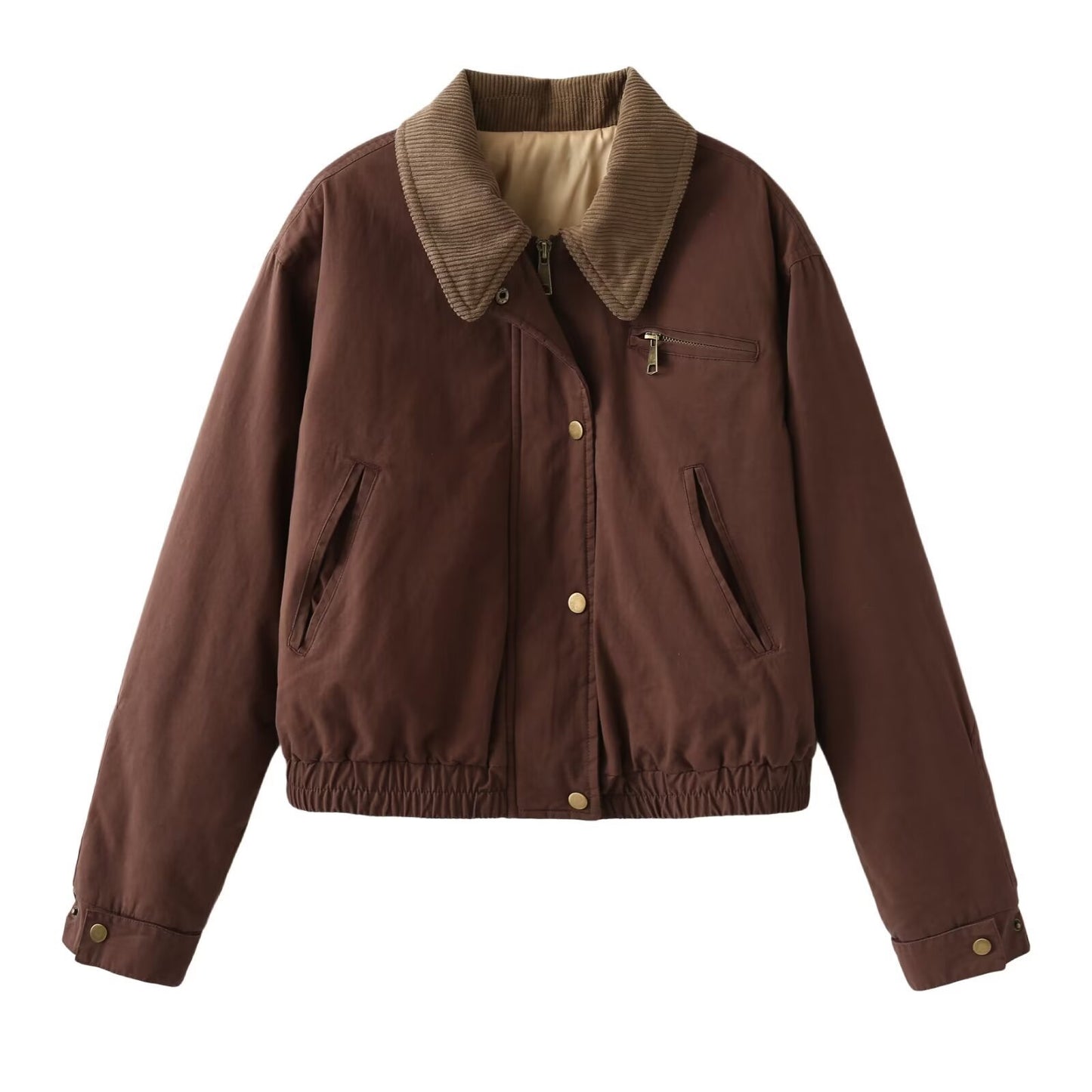 Women's Stylish Quilted Bomber Jacket with Contrast Color Design