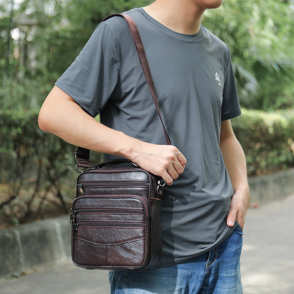 Men’s Casual Leather Messenger Bag First Layer Cowhide Shoulder Satchel