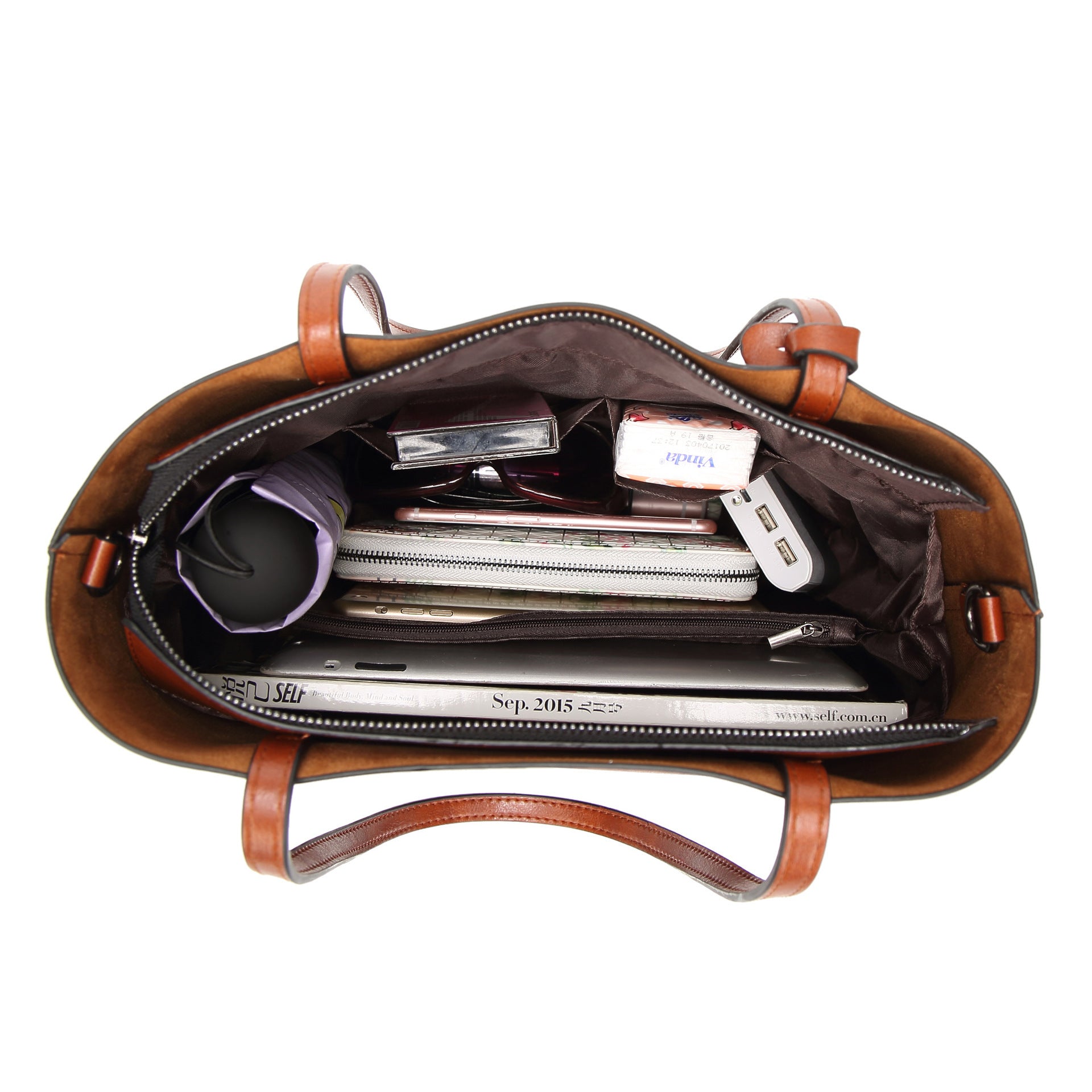 Women's Classic Leather Handbag - Elegant & Simple