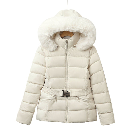 Women's Elegant Warm Cotton-Padded Coat with Fur Collar