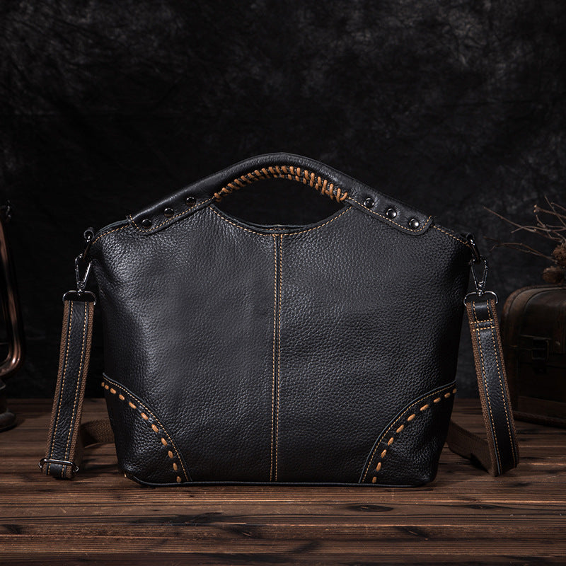 Womens Designer lychee Handbag - Cowhide Leather