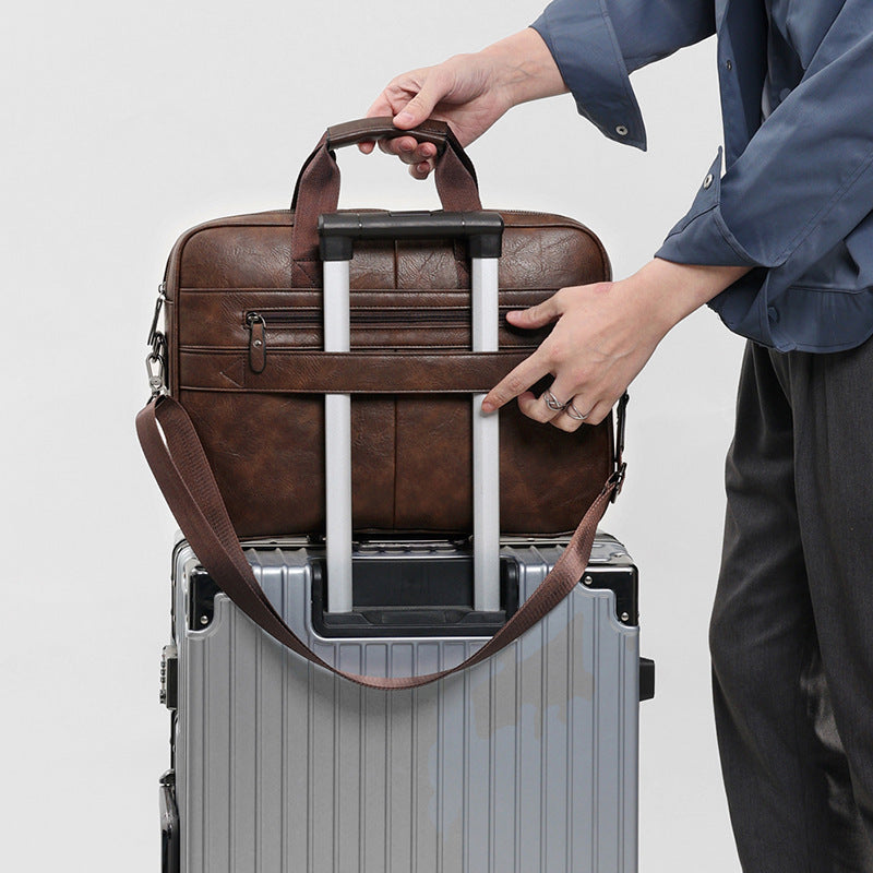 Mens Retro Crazy Horse Pattern Briefcase | Leather Office Bag