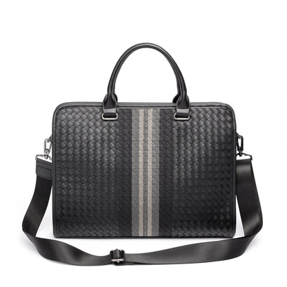 Men's Woven Business Casual Briefcase Shoulder Crossbody Computer Bag