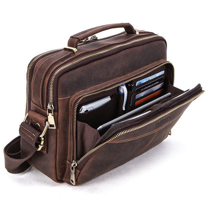 Men’s Multifunctional Leather Bag Large Capacity Travel Business Handbag