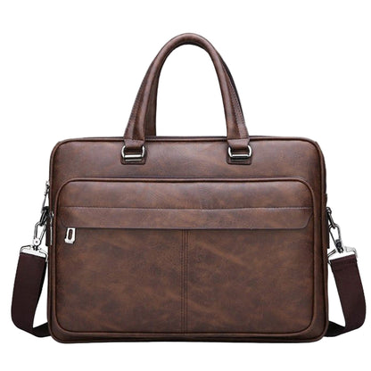 Men’s Simple Business Handbag Stylish Leather Briefcase Office Work Bag