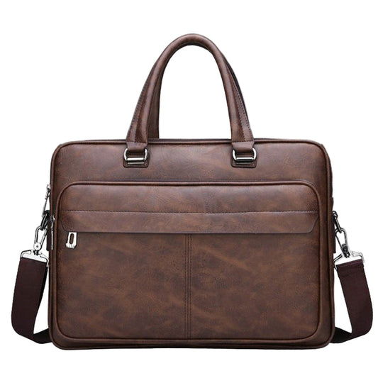 Men’s Simple Business Handbag Stylish Leather Briefcase Office Work Bag