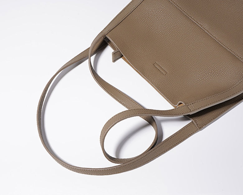 Women's Large Capacity Shoulder Bag | Sentong Qin Bucket First Layer Cowhide Tote