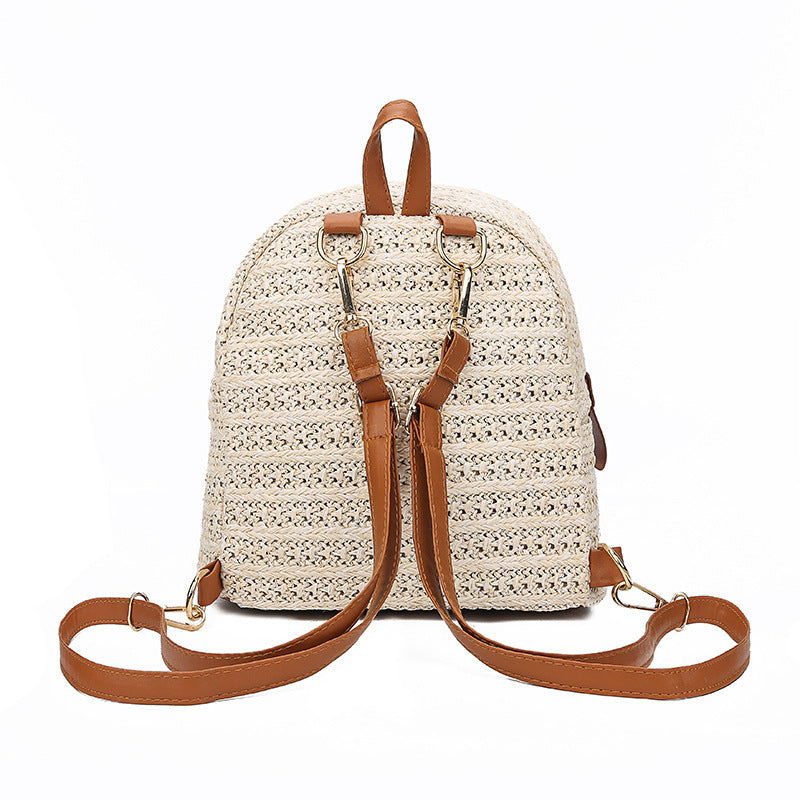 Women’s Straw Woven Casual Backpack for Travel and Everyday Style