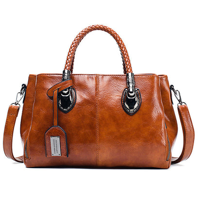 Women's Vintage Oil Wax Leather Luxury Handbag for Timeless Style