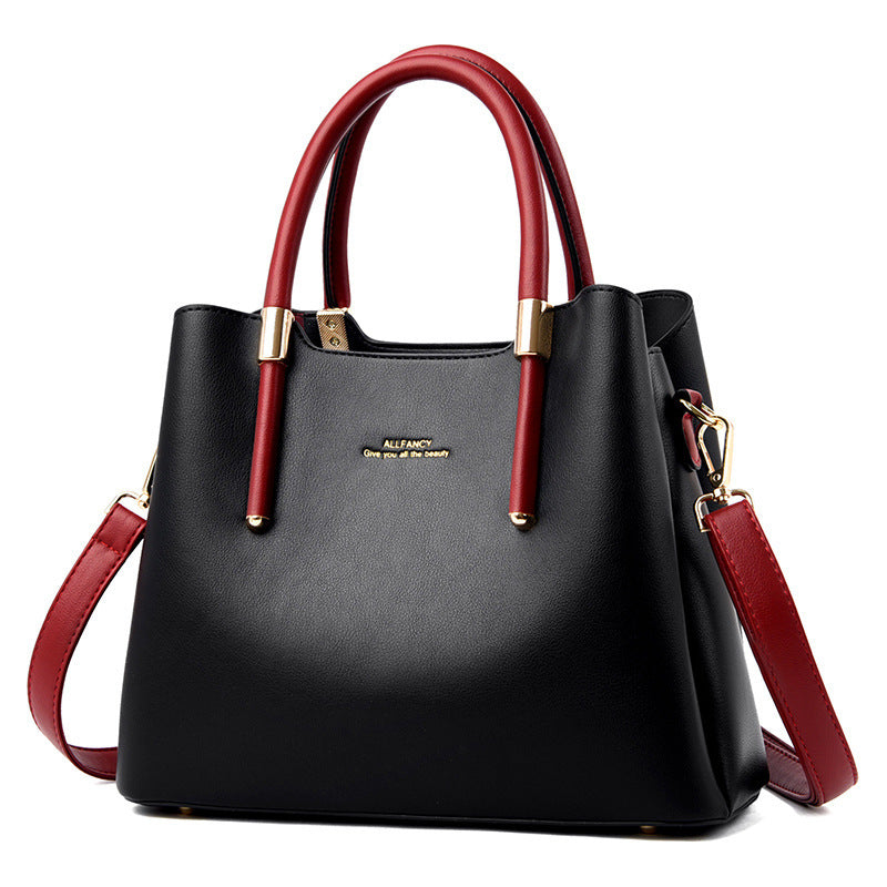 Womens Horizontal Square Double Root handbag - Large Capacity