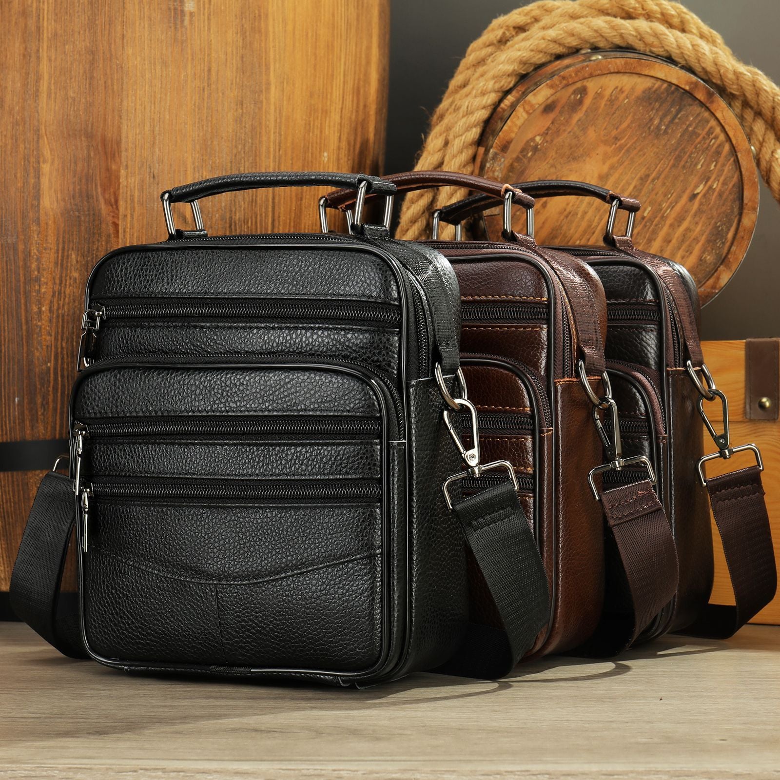 Men's Leather Casual Messenger Bag | First Layer Cowhide