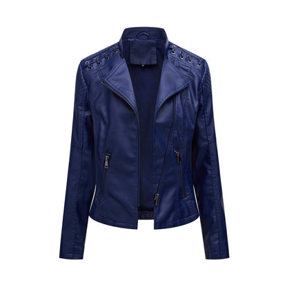 Women's Slim Fit PU Leather Motorcycle Jacket with Chic Style