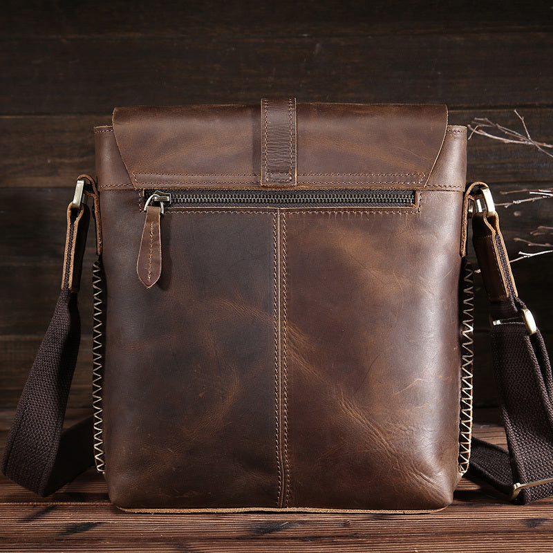 Men's Top Quality Leather Messenger Bag - Cowhide Square Shoulder Bag