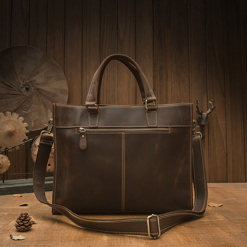 Mens Handmade Vintage Leather Briefcase - Cowhide Leather