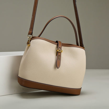 Women’s Lychee Pattern Large Capacity Contrast Color Shoulder Messenger Bag