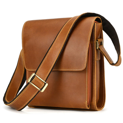 Men’s First Layer Cowhide Crossbody Bag Crazy Horse Leather Shoulder