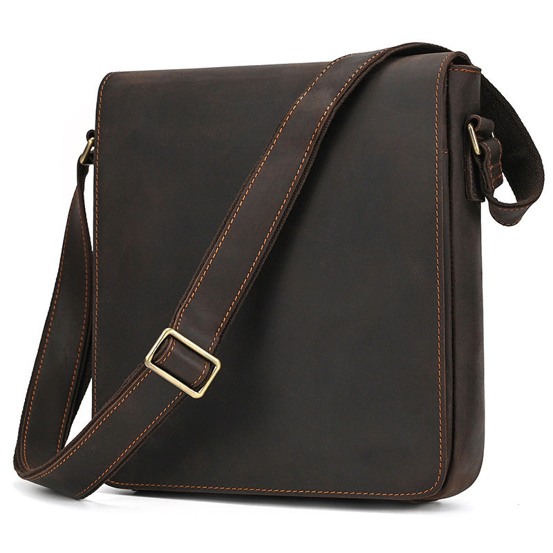 Mens First Layer Cowhide Crossbody Bag | Crazy Horse Leather Shoulder Bag
