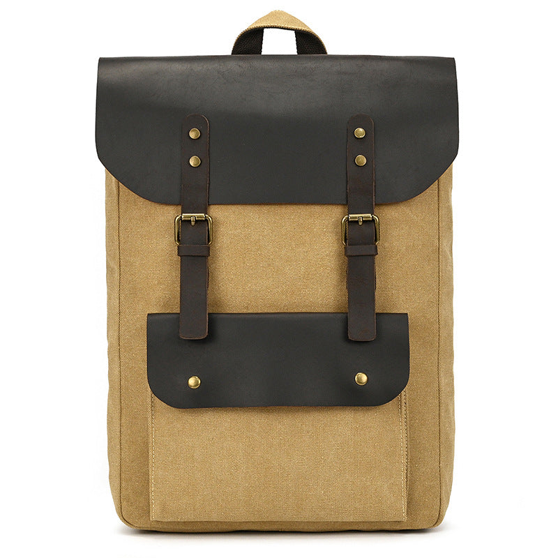Mens Canvas Leather  Backpack | Large Capacity Travel Bag