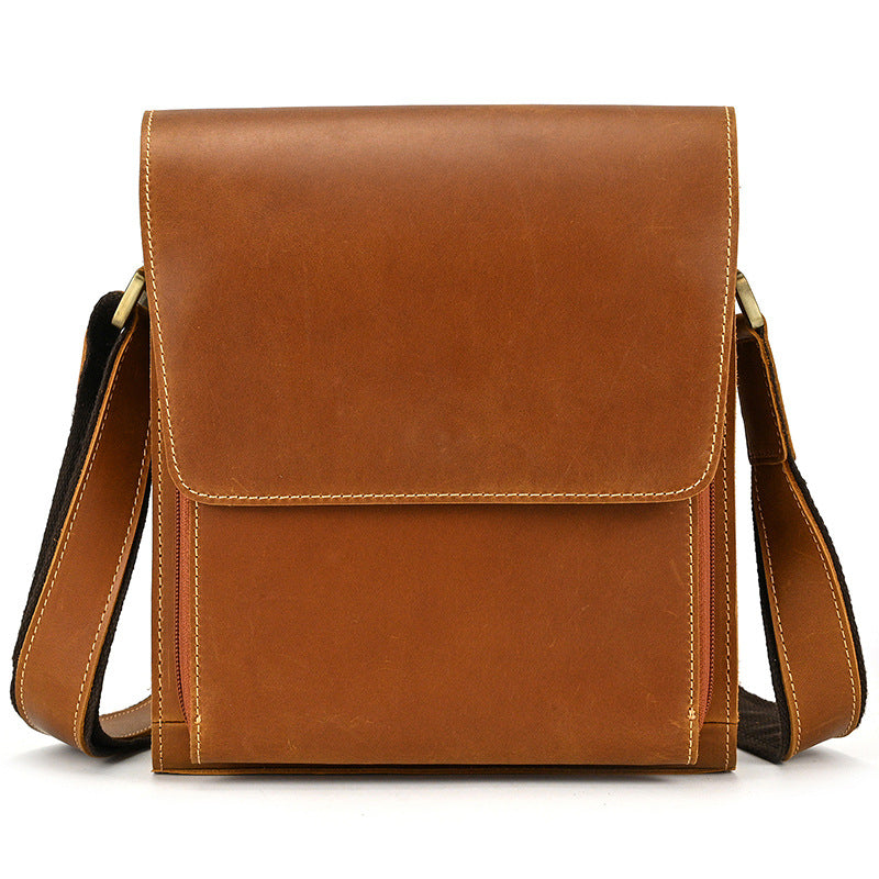 Mens First Layer Cowhide Crossbody Bag | Crazy Horse Leather Shoulder Bag